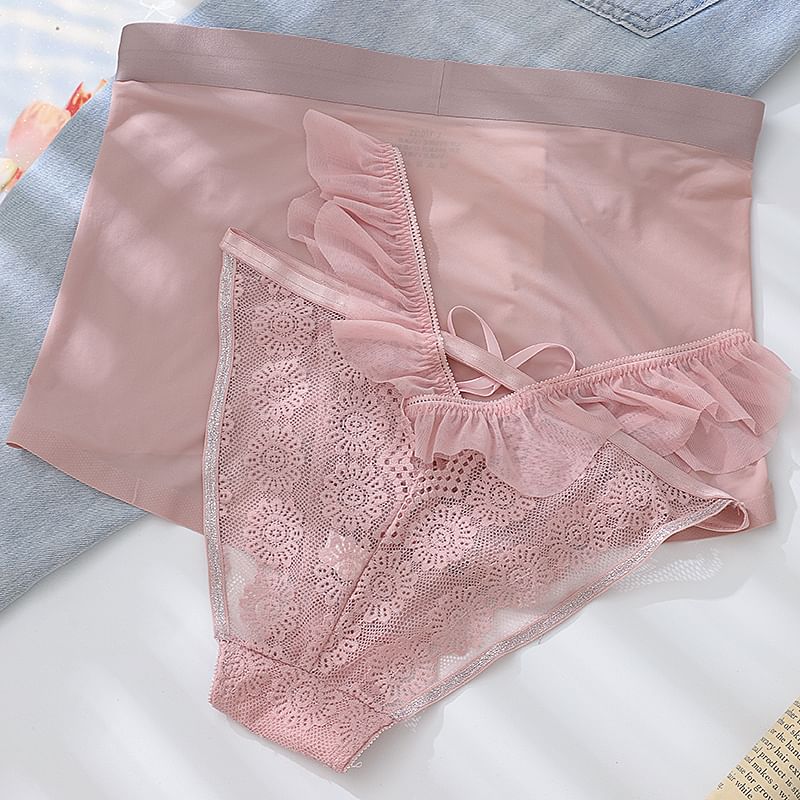 Pancherry - Koppelset: Boxershort + Kanten Slip met Strik