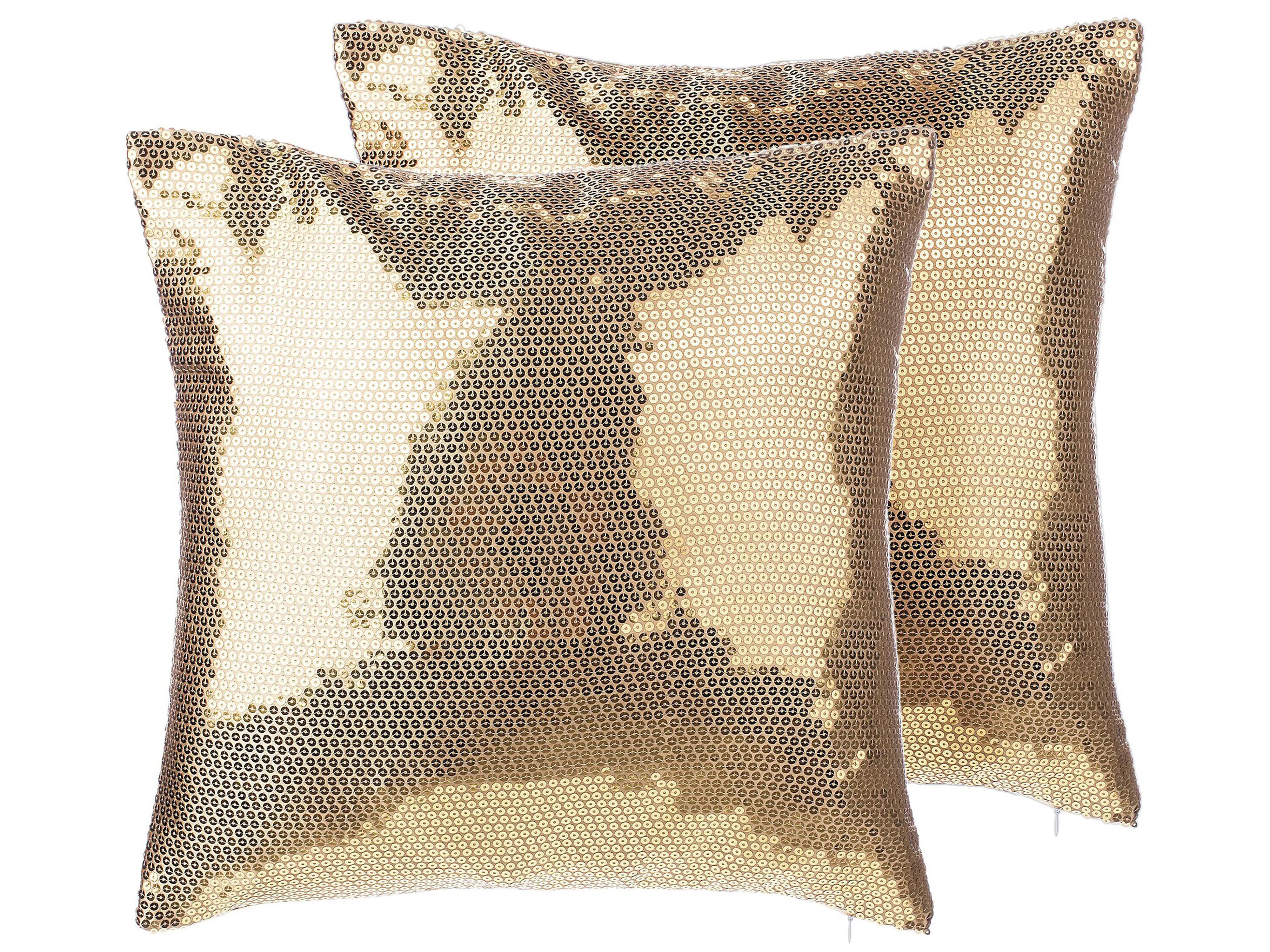 Set van 2 sierkussens ASTER 45 x 45 cm Goud effen