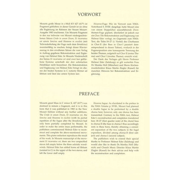 Bärenreiter Mozart Missa c-moll