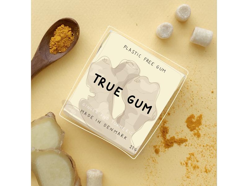 True Gum Kaugummi Ingwer & Kurkuma 21 g Veganer und plastikfreier Kaugummi