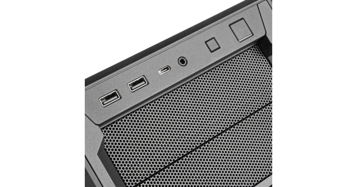 SilverStoneSST-SED1-B midi tower behuizing  (Zwart | 2x USB-A | 1x USB-C)