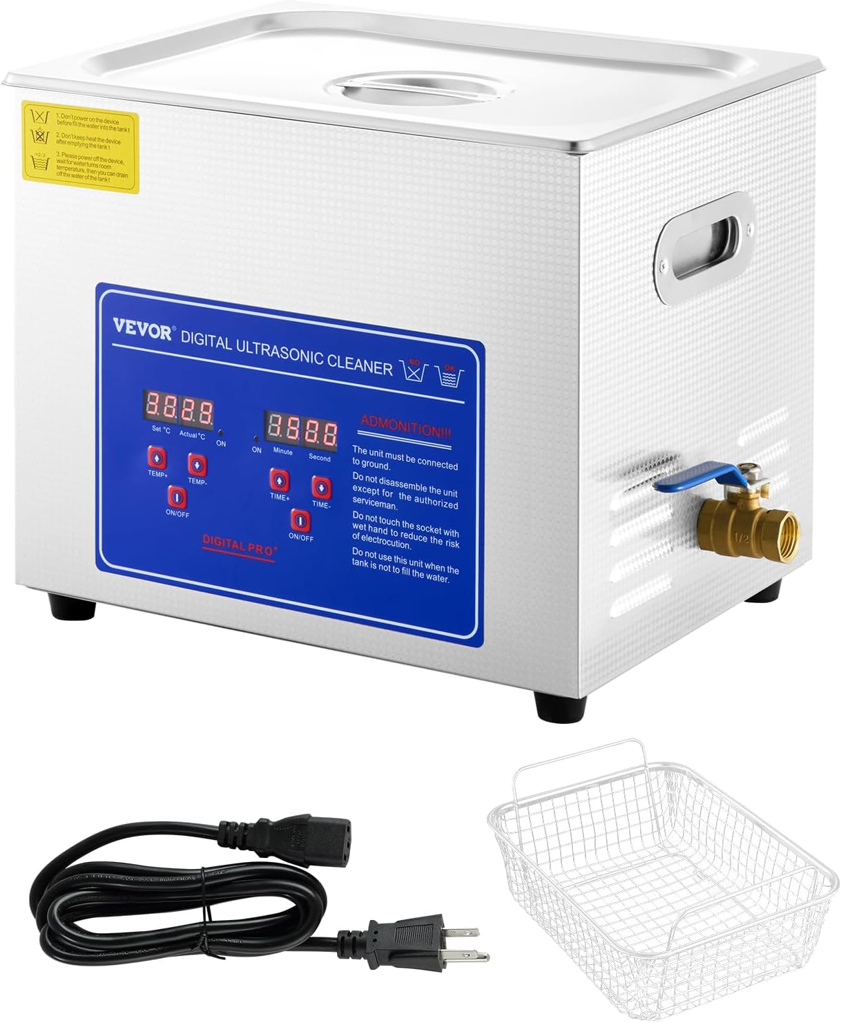 VEVOR Professioneller Ultraschallreiniger 10 L, Ultraschall Reinigungsgerät mit Digitalem Timer & Heizung, Schmuckreiniger 40 kHz Ultraschallreinigungsmaschine für Brillen, Uhren, Ringe & Kleinteile