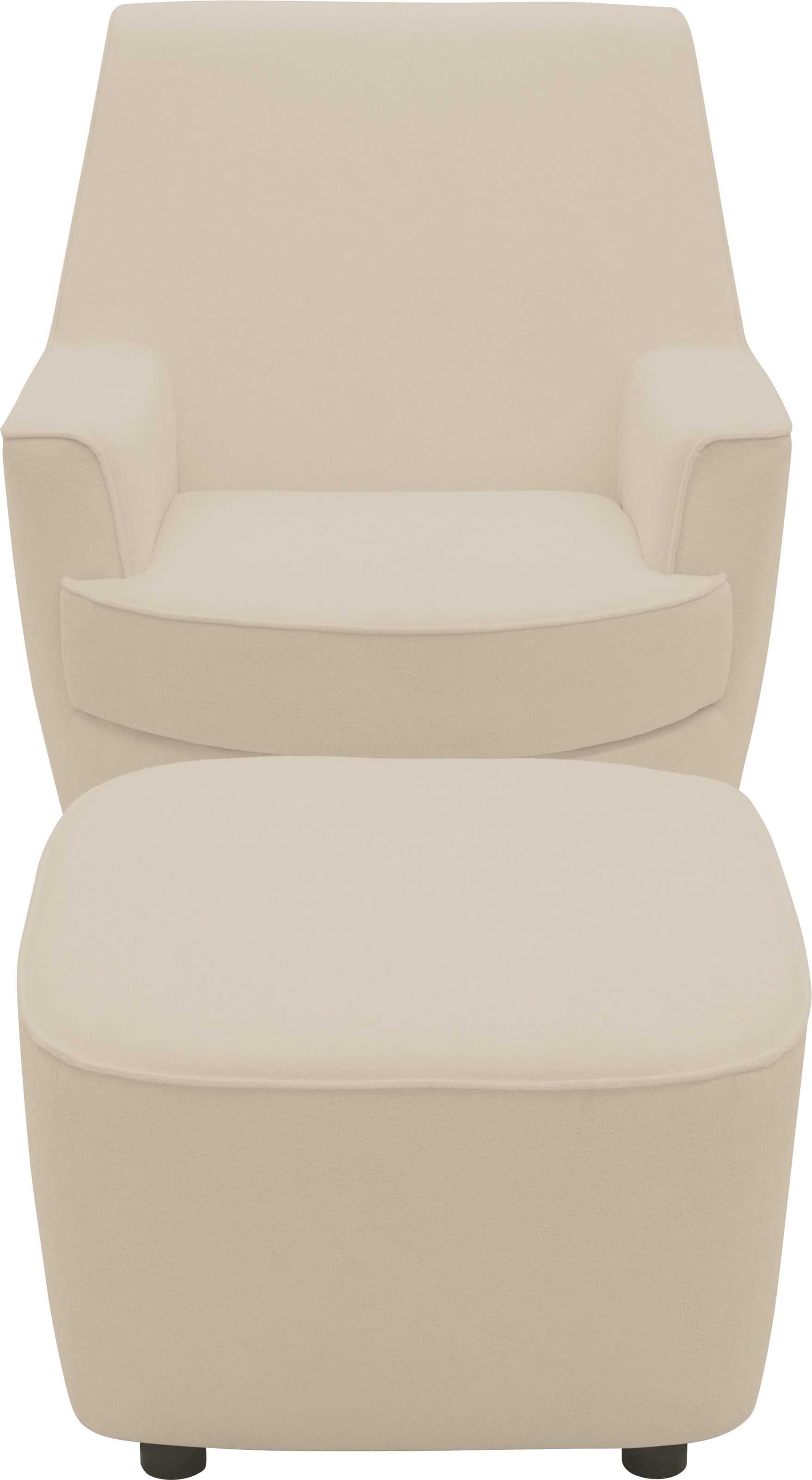 INOSIGN Drehsessel »HETTY, Drehsessel mit Wippfunktion und Hocker; Lesesessel, Armsessel« Set, 2 Stk. tlg. mit Dreh/Wippfunktion, mit Federkern, in Cord und Microfaser