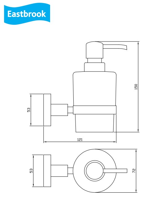 Eastbrook Rimini messing glazen zeepdispenser chroom