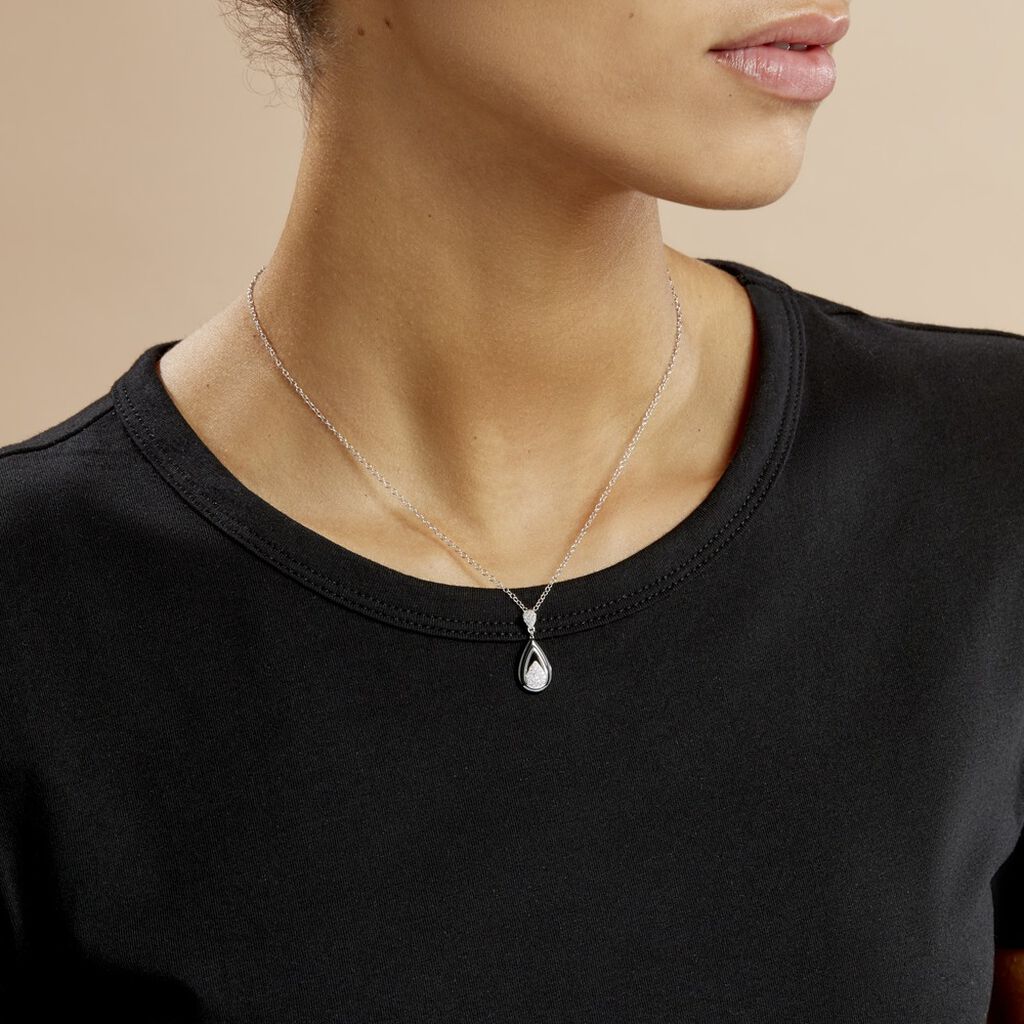Collier Marina Cera Argent Blanc Céramique Et Oxyde De Zirconium