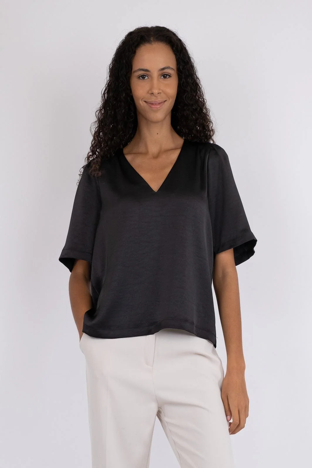Neo Noir Largo Heavy Sateen Blouse
