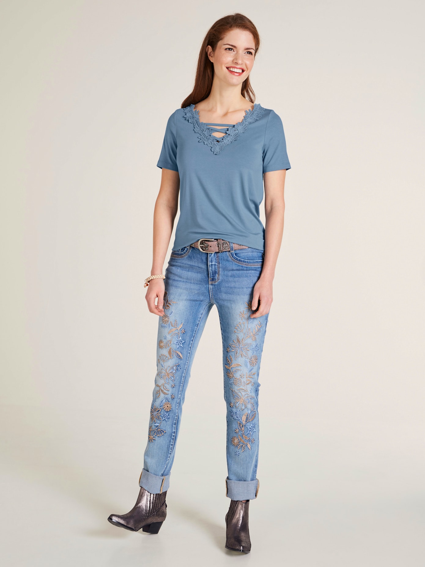 Jeans effet ventre plat coupe skinny
