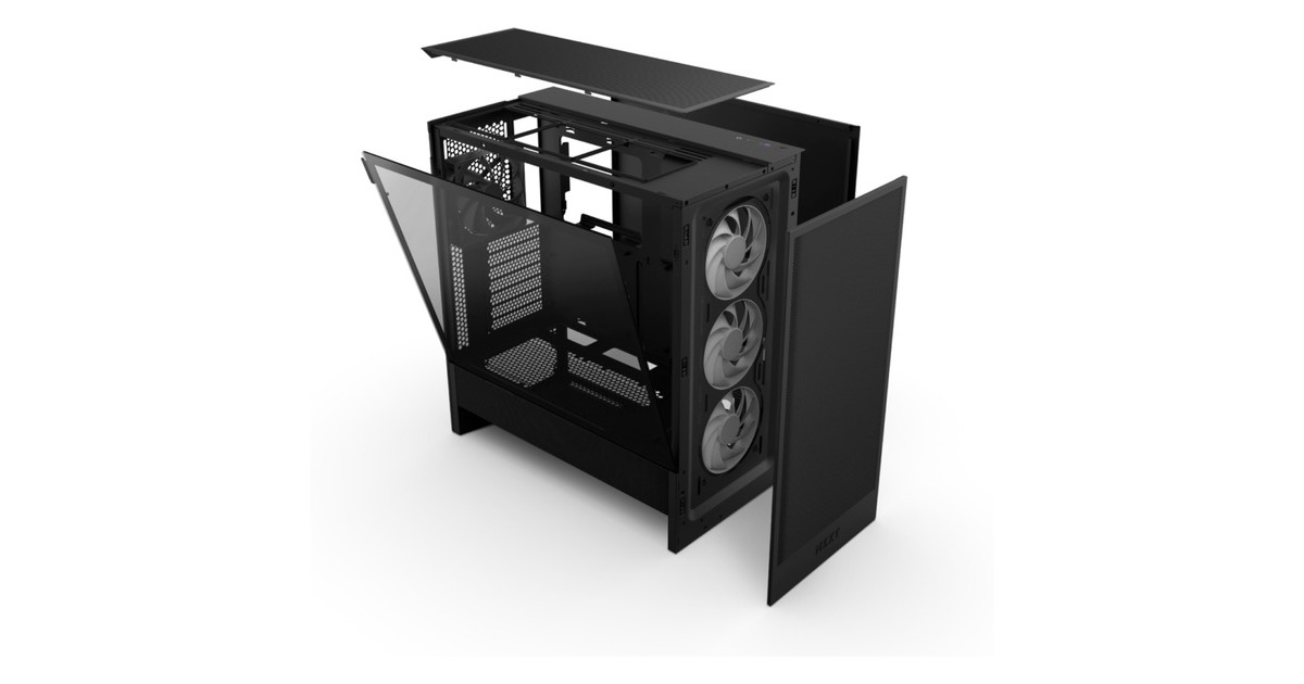 NZXTH5 Flow RGB v2 midi tower behuizing  (Zwart | 1x USB-A | 1x USB-C | RGB | Tempered Glass)