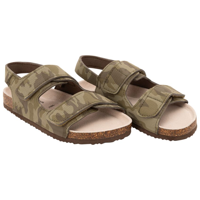 Sandales velcro imprimé camouflage pour garçon - Kaki