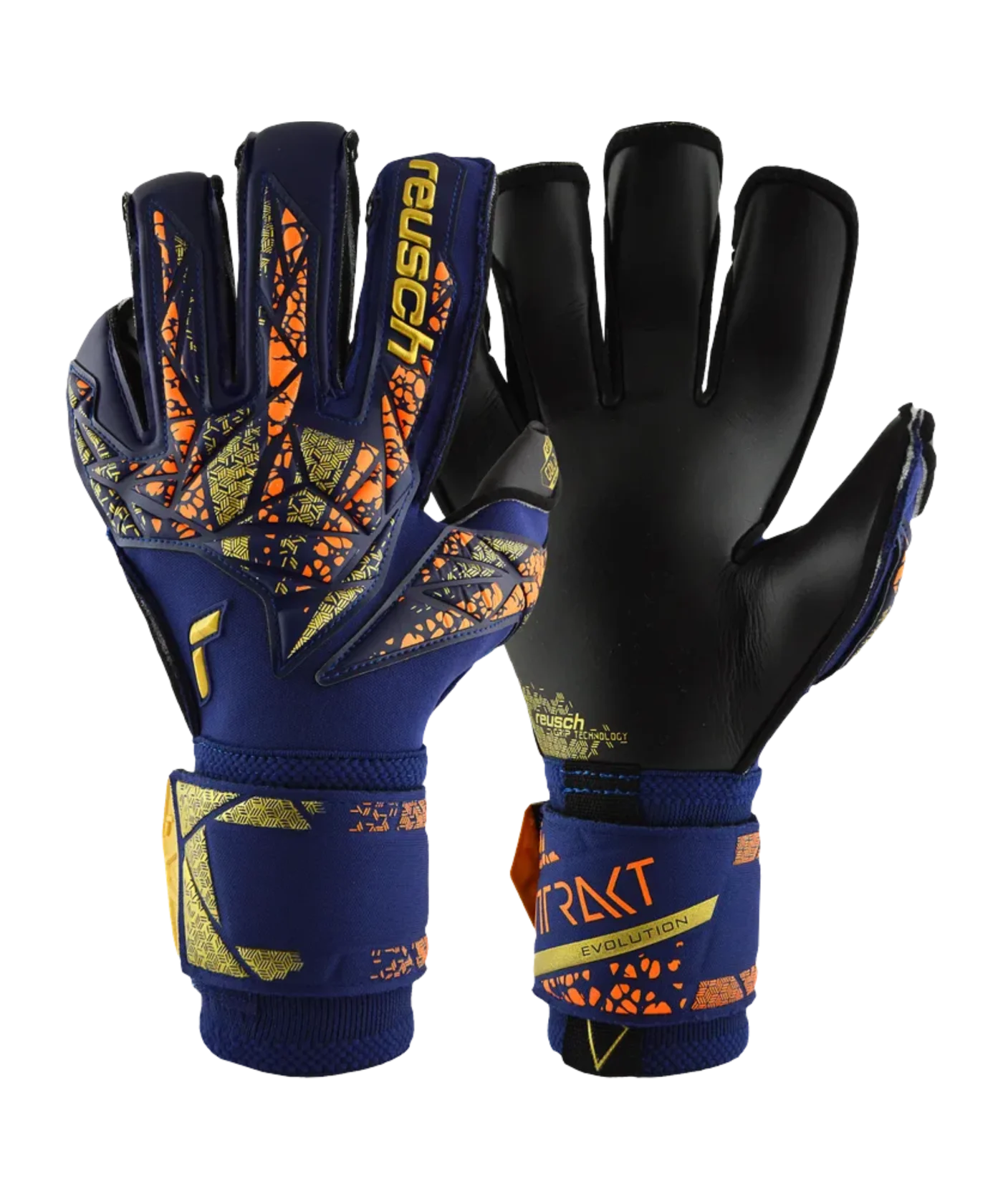 Reusch Attrakt Gold X Evolution TW-Handschuhe Night Spark 2024 Blau Gold Schwarz F4411