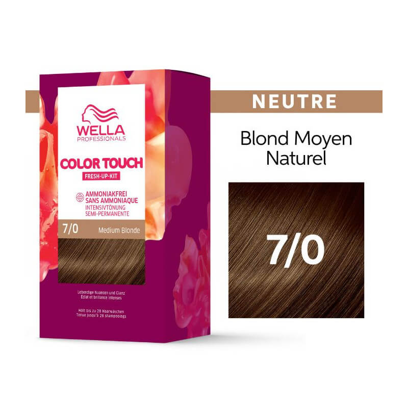 Kit de coloration Blond Moyen Naturel Color Touch Fresh-Up 7/0 Medium Blonde Wella