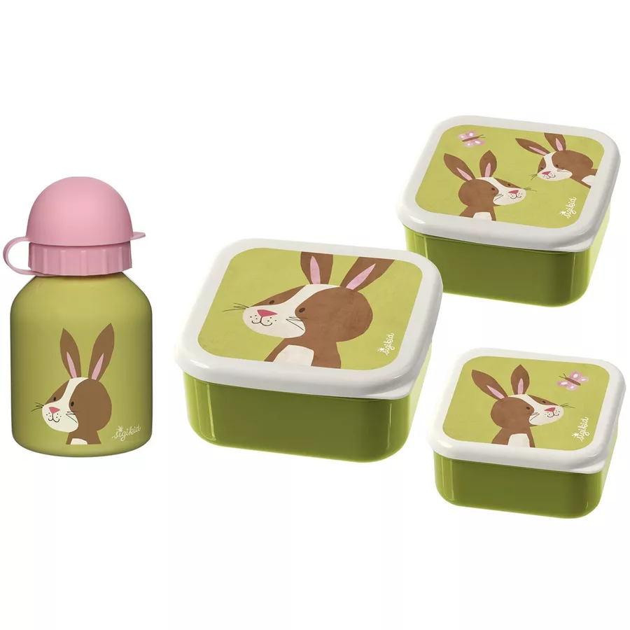 Sigikid Snackboxen + Trinkflasche 4er Set grün