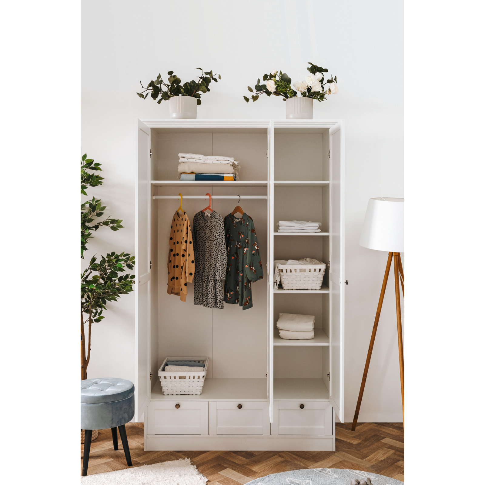 Kleiderschrank Landwood Dekor weiss 120 x 200 x 51 cm