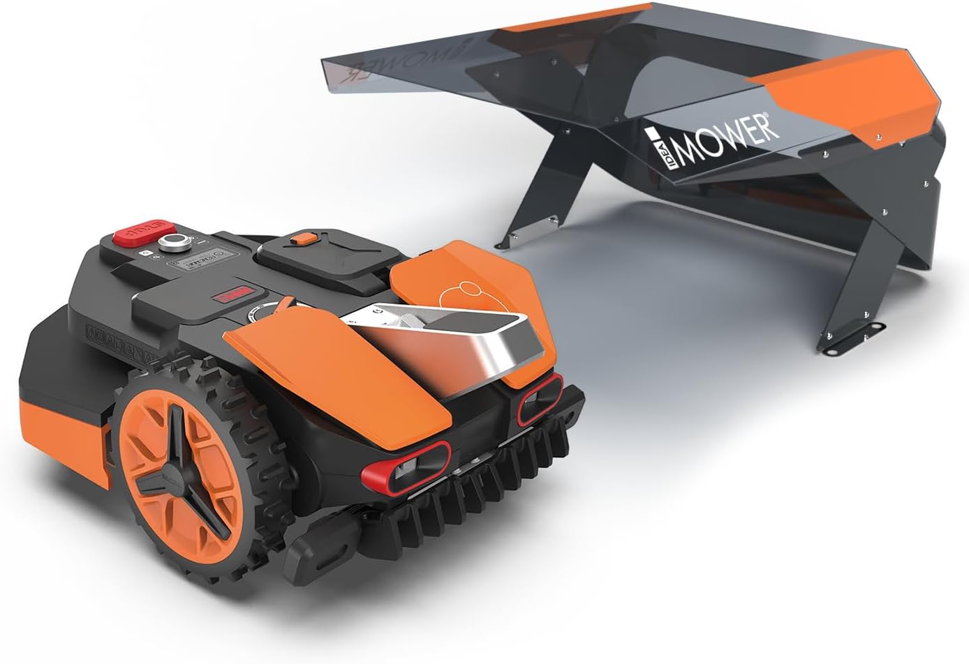 Idea Mower Mobius Mähroboter Garage Kompatibel mit Worx Vision | Rasenmähroboter Garage Hergestellt aus Polycarbonat mit 2UV-Schutz, Edelstahl und Aluminium-Verbundplatten