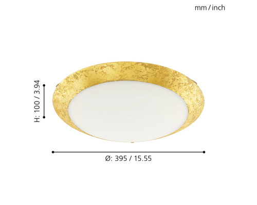 LED plafondlamp 16W 1500 lm 3000K Ø 39,5 cm Montenovo goud/wit