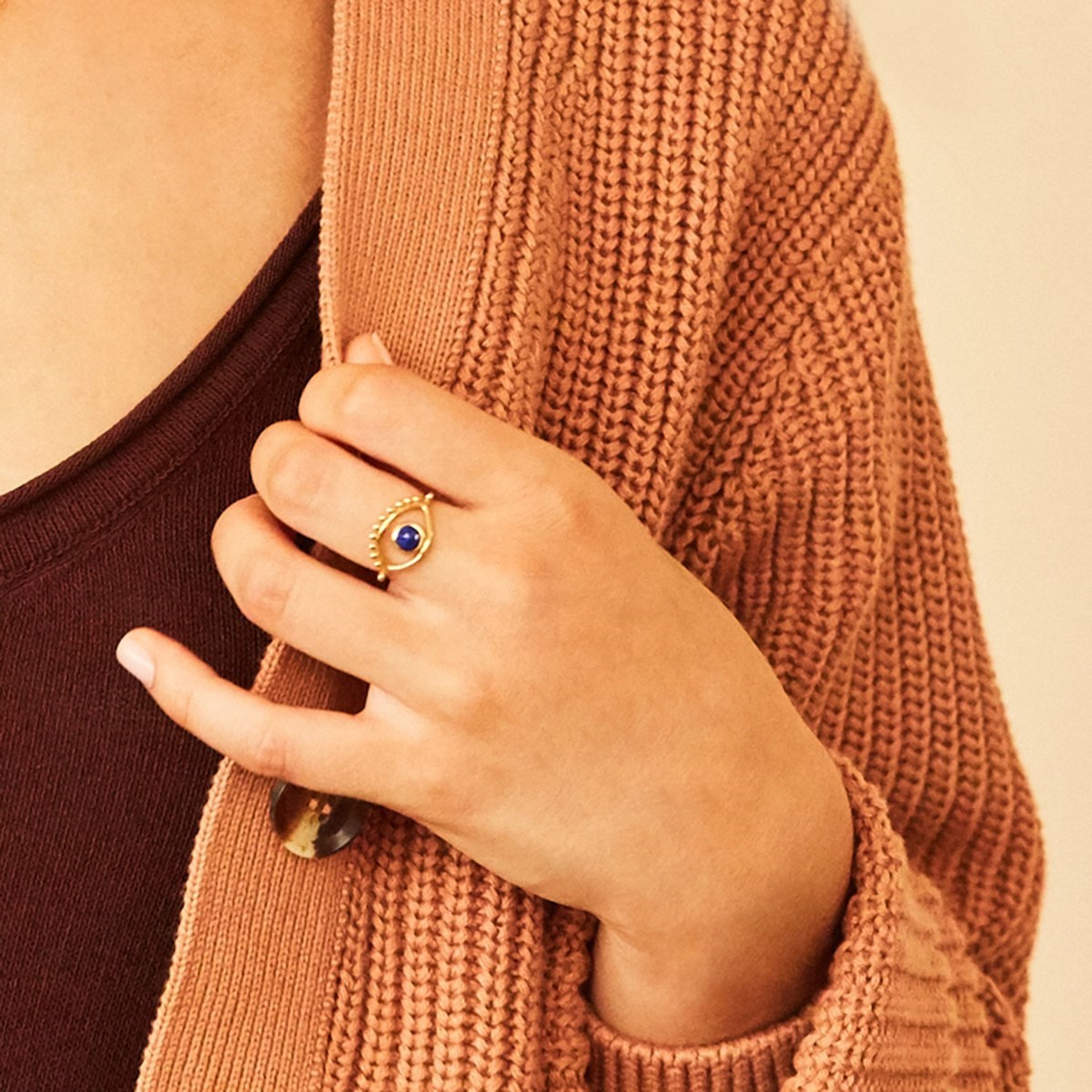 Bague oeil en argent et lapis lazuli AJNA