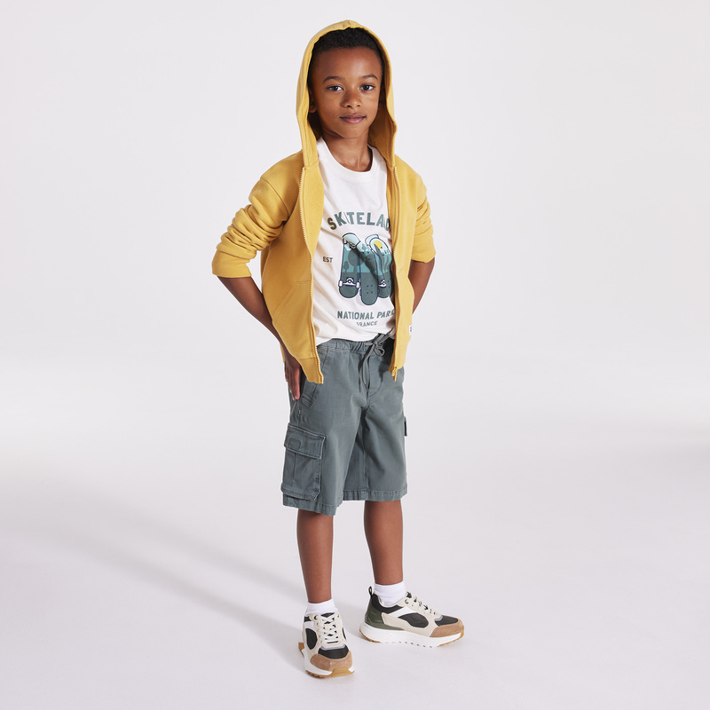 Sweat zippé à capuche jaune garçon