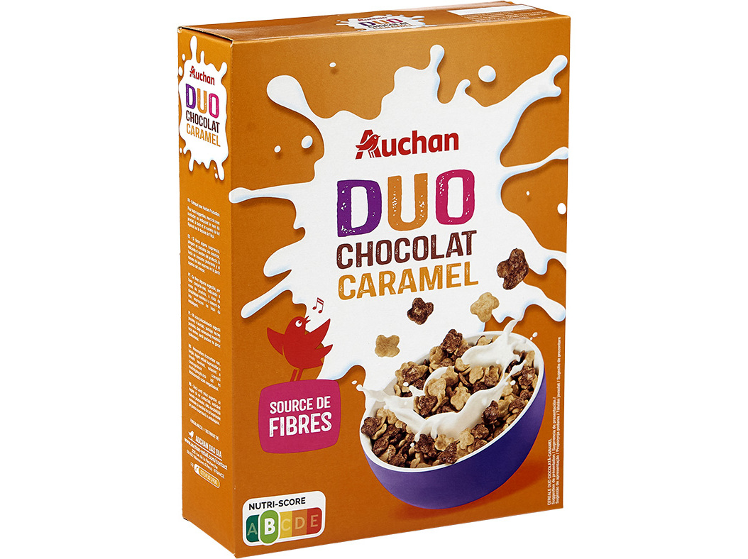 CEREAIS AUCHAN DUO CHOCOLATE E CARAMELO 375G