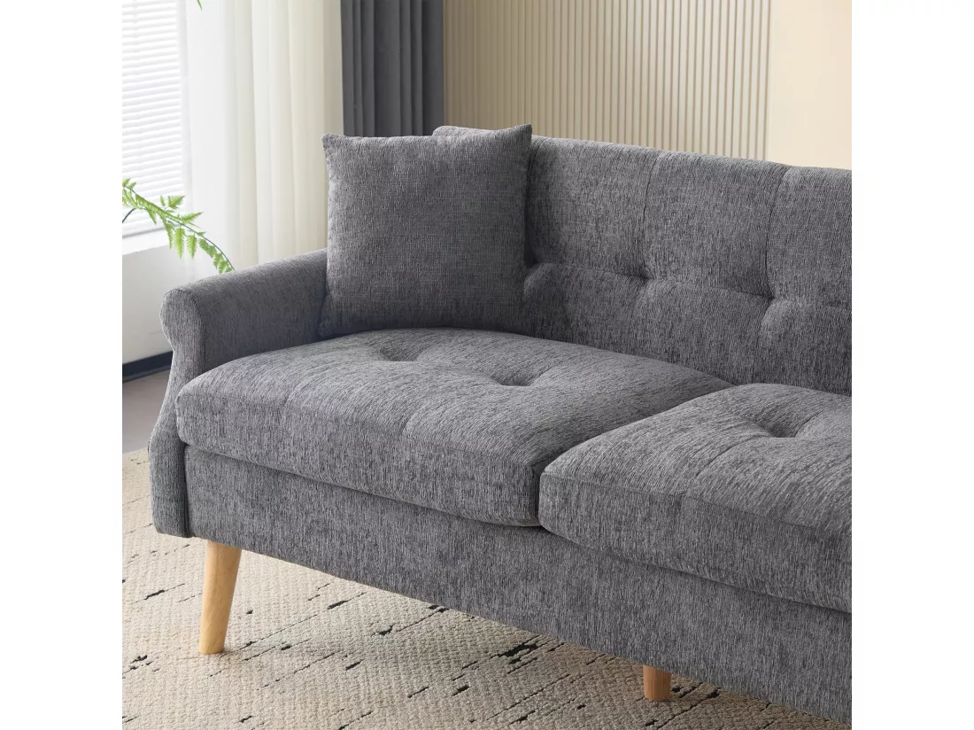 Haobosic - Canapé Moderne en Tissu Chenille, 2 Places, Design Ergonomique avec Accoudoirs Élégants, Pieds en Bois Massif, Confort Extra