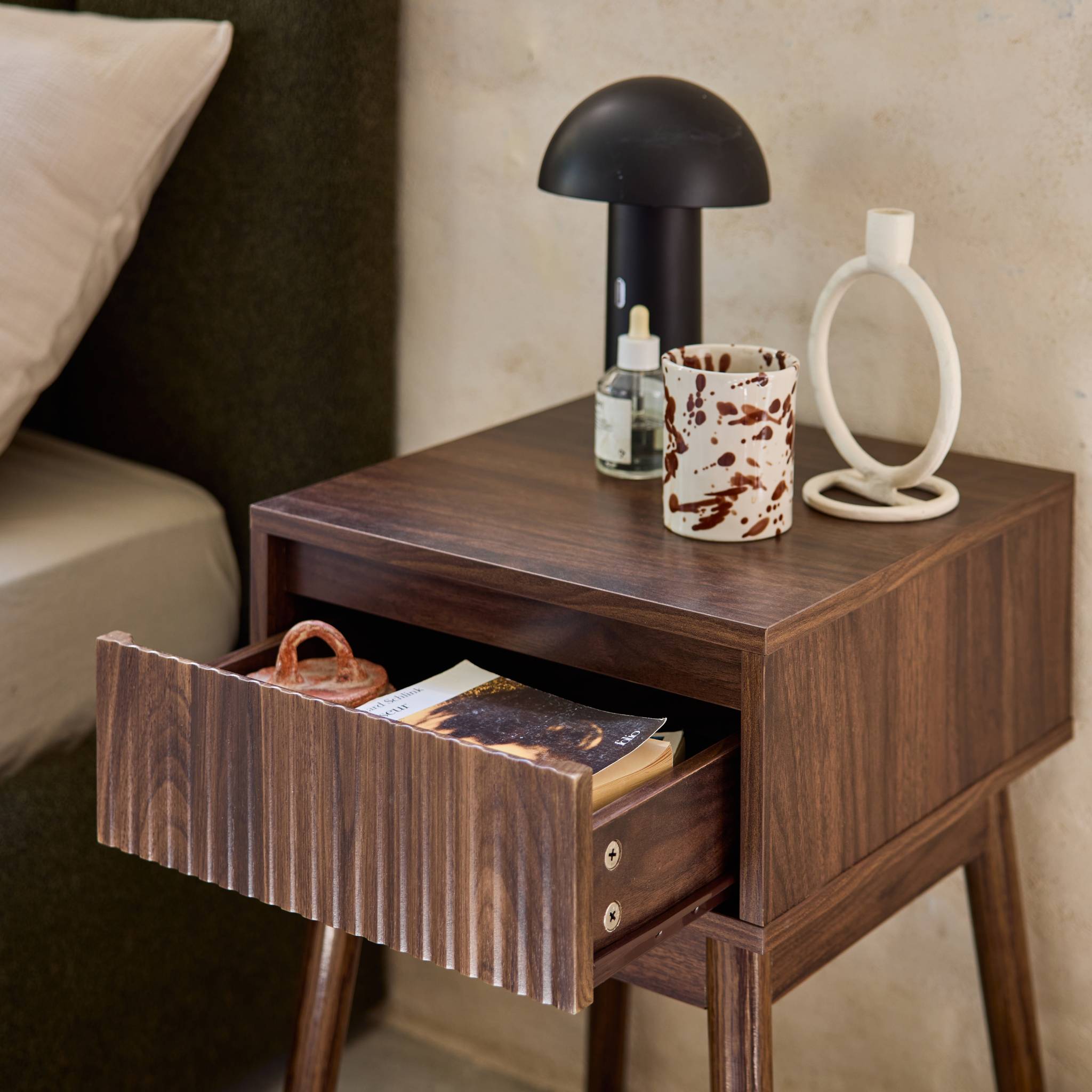 sweeek - Nachtkastje hout decor 1 lade (set van 2)