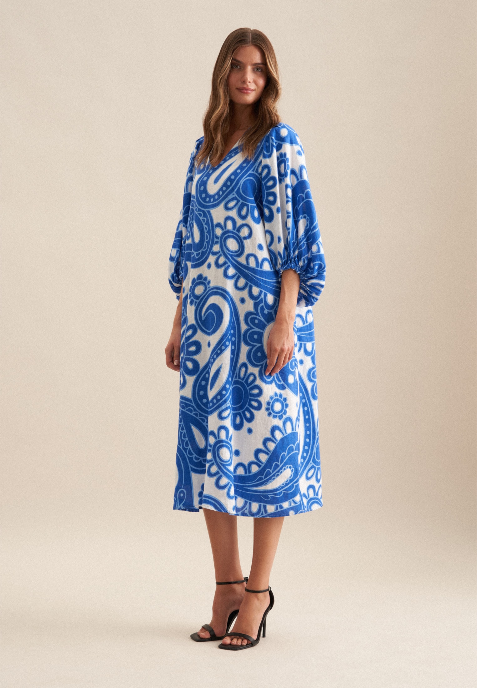 seidensticker Sommerkleid »Schwarze Rose« 3/4 V-Neck Paisley