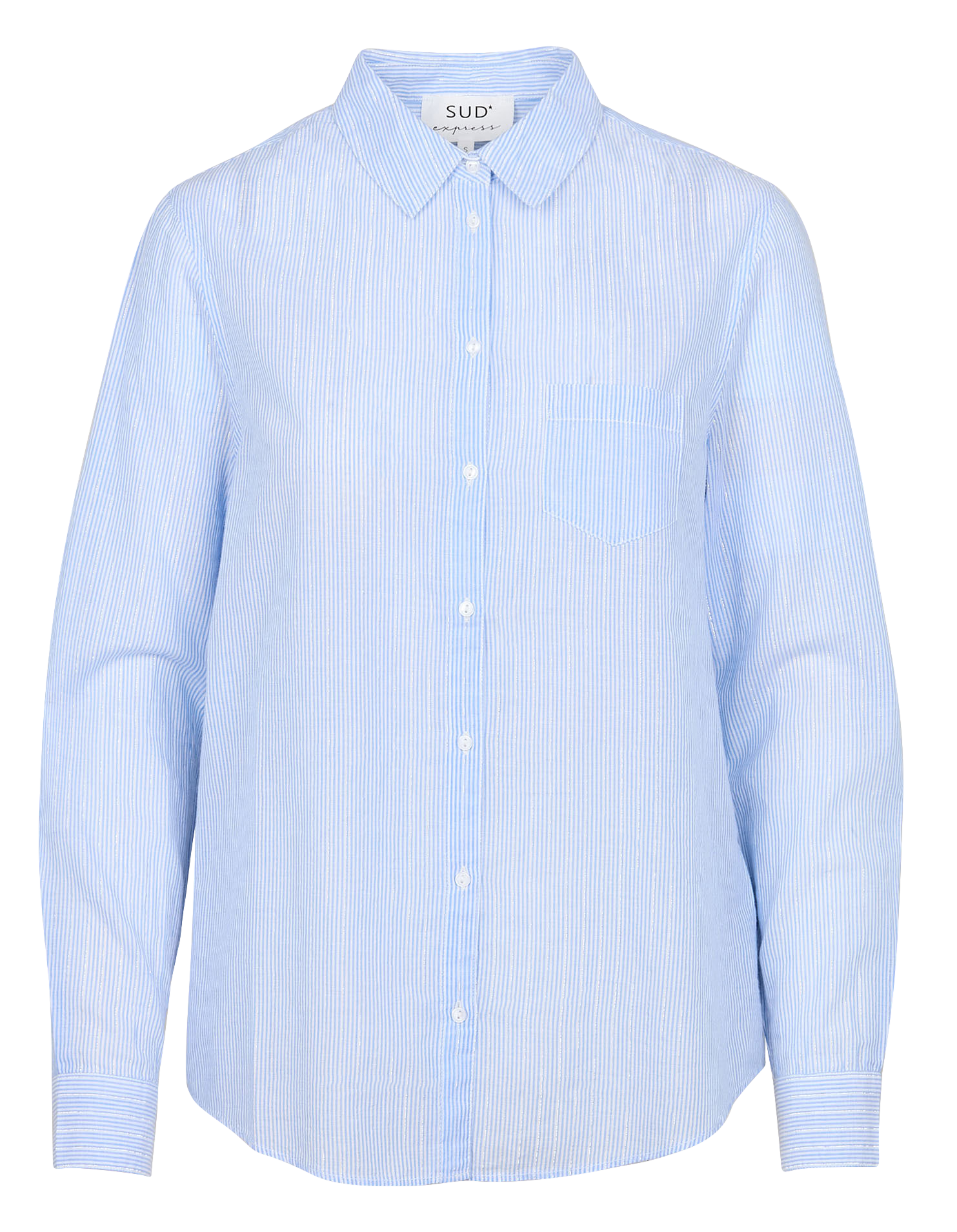 CATIMA - Chemise droite col classique rayée en coton mélangé | Bleu