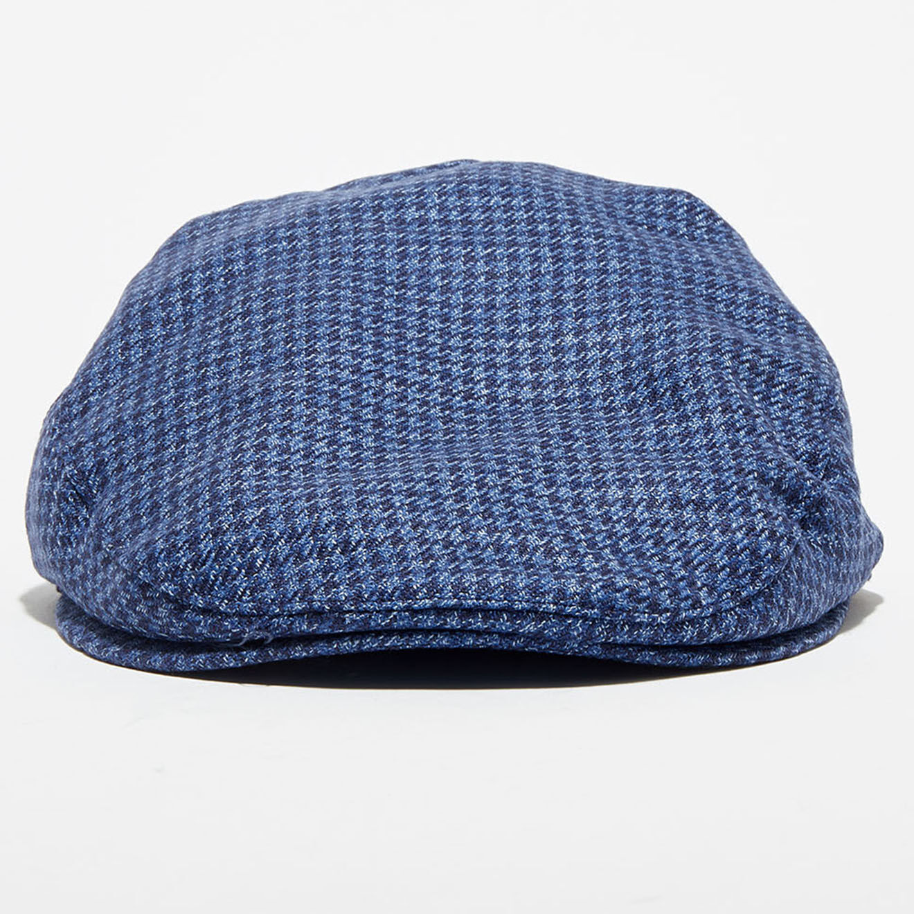 Hackett London Casquette plate en Laine & Lin mélangés pied de poule bleu moyen