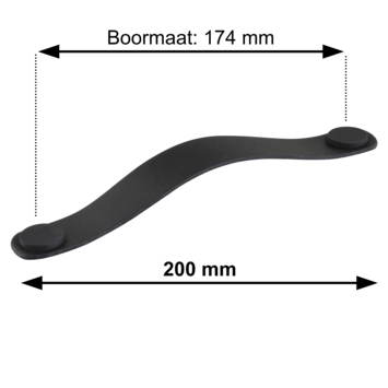 Greep Damian zwart leer 188mm