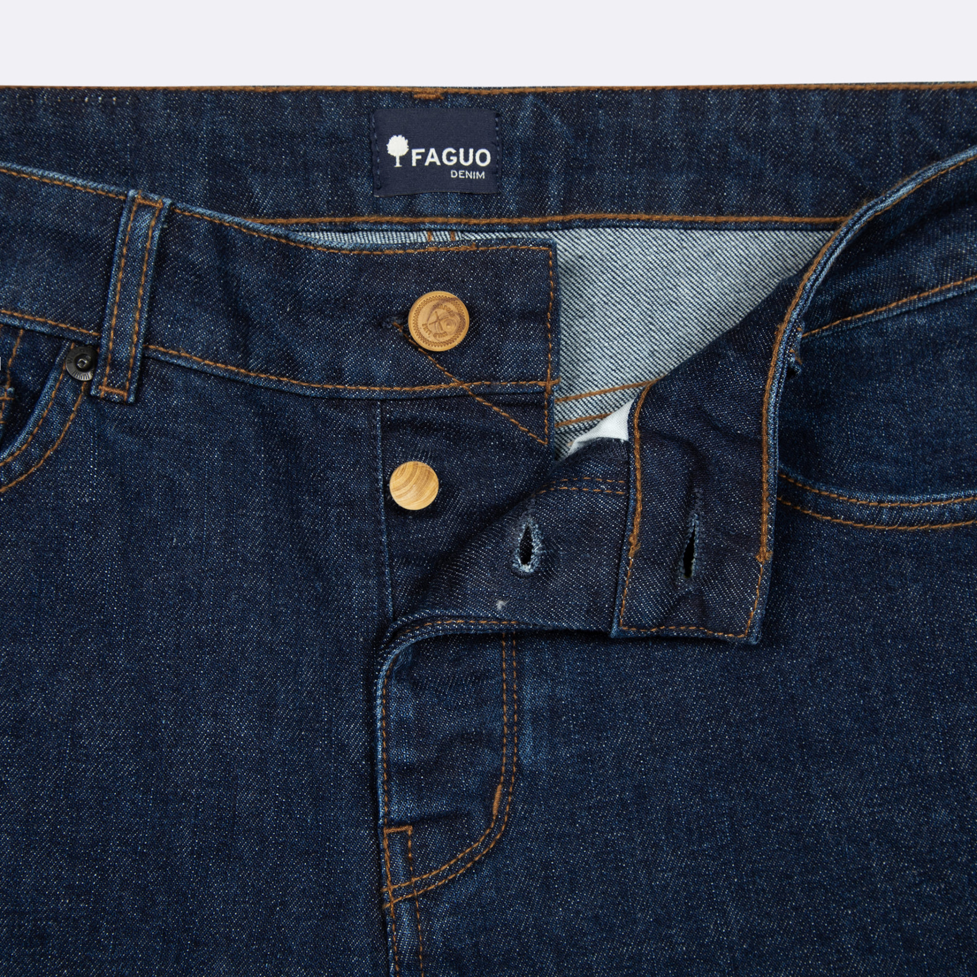 Jean denim brut coupe slim végan en coton et polyester - modèle Denim