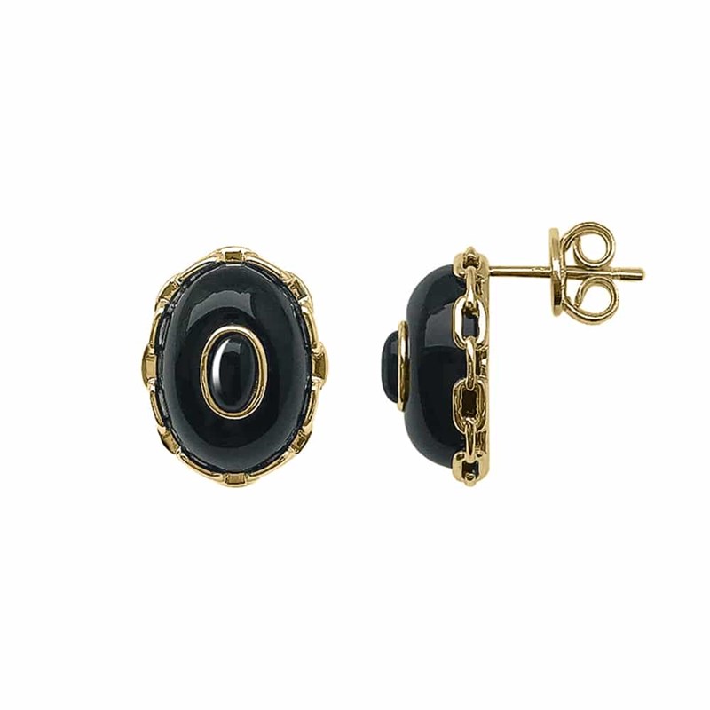 Boucles D'oreilles Argent Doré Clothilde Nacre Noire