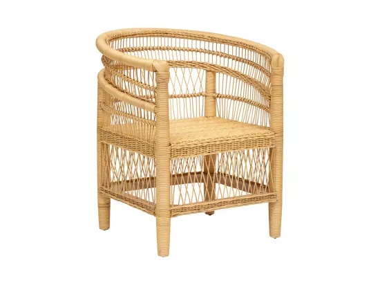 Fauteuil en Rotin Naturel et Bois d'Acajou H 82 cm
