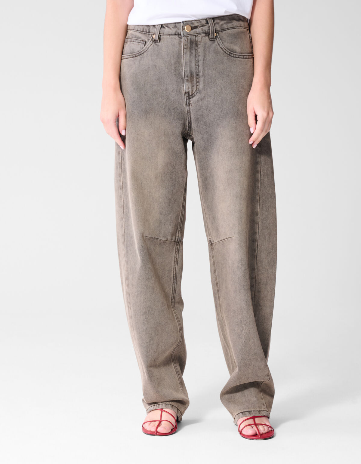 Sculpted Barrel Fit Jeans Grijs
