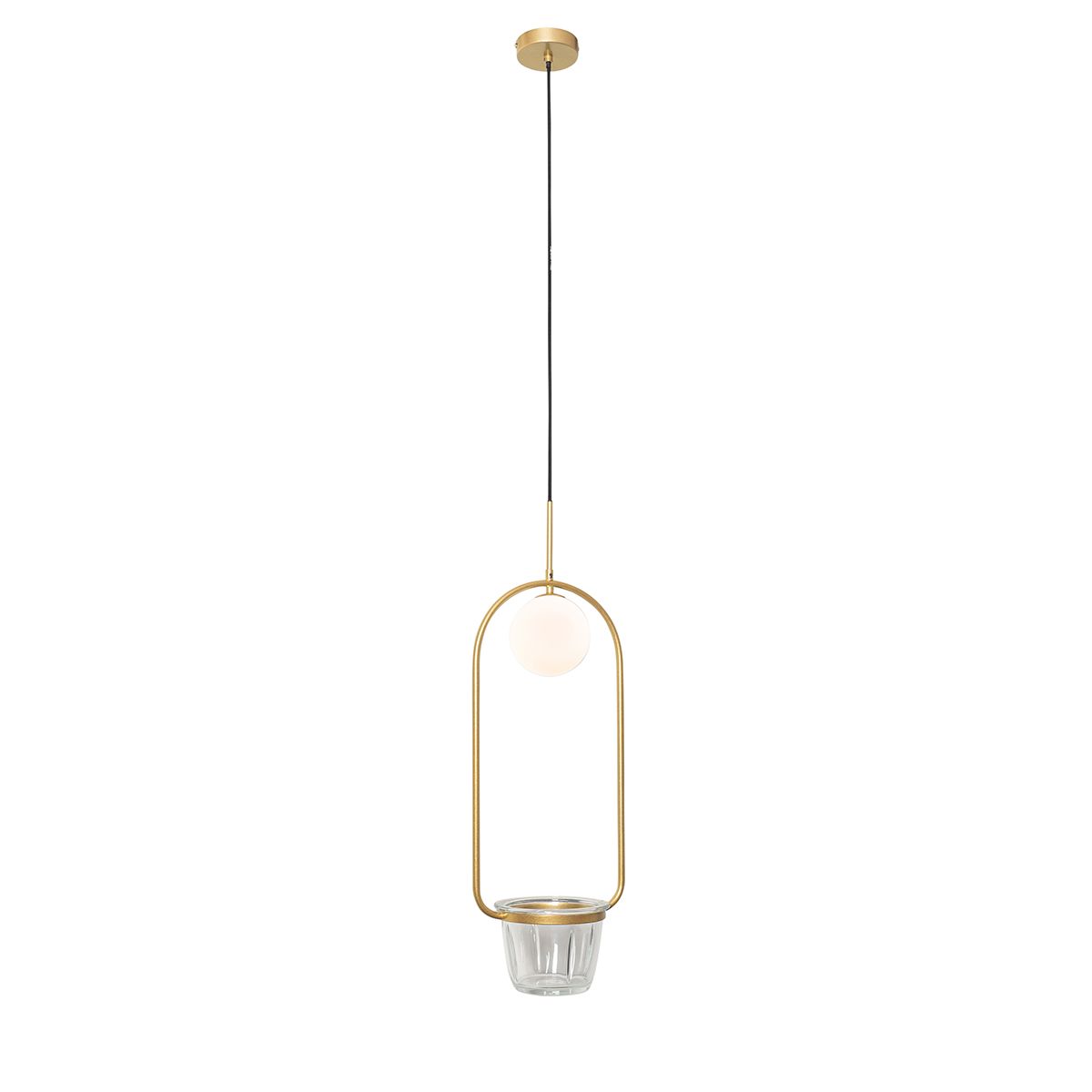 Art deco hanglamp goud met wit glas - Isabella