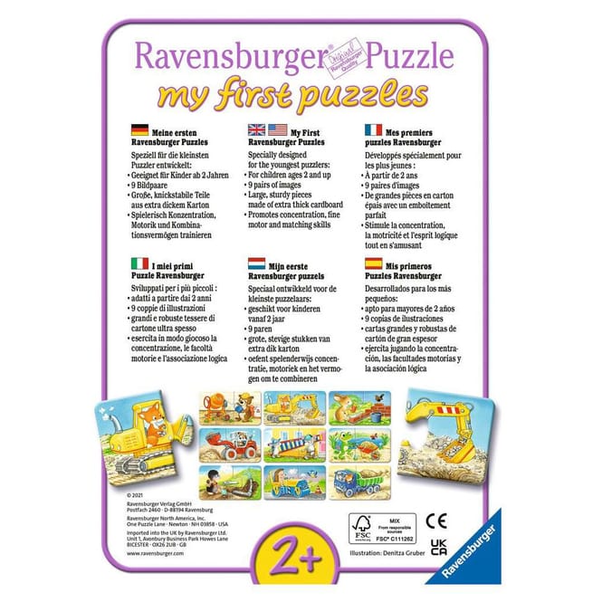 Puzzle - Tierische Baustelle - 9 x 2 Teile - my first puzzles