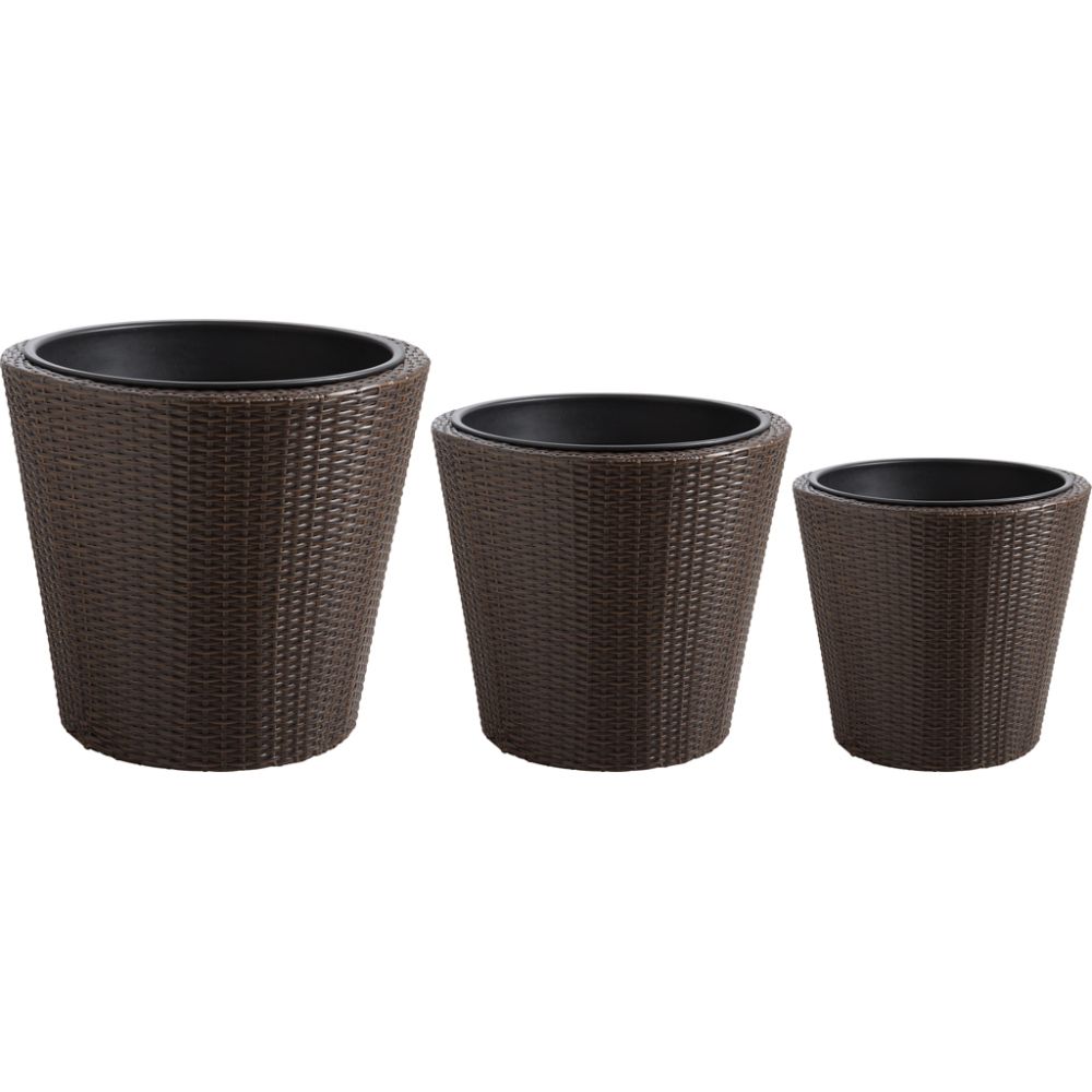 Cache-pots en résine tressée (lot de 3) ronde