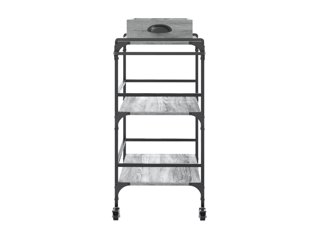 Chariot de cuisine sonoma gris 81,5x41x92,5cm bois d'ingénierie