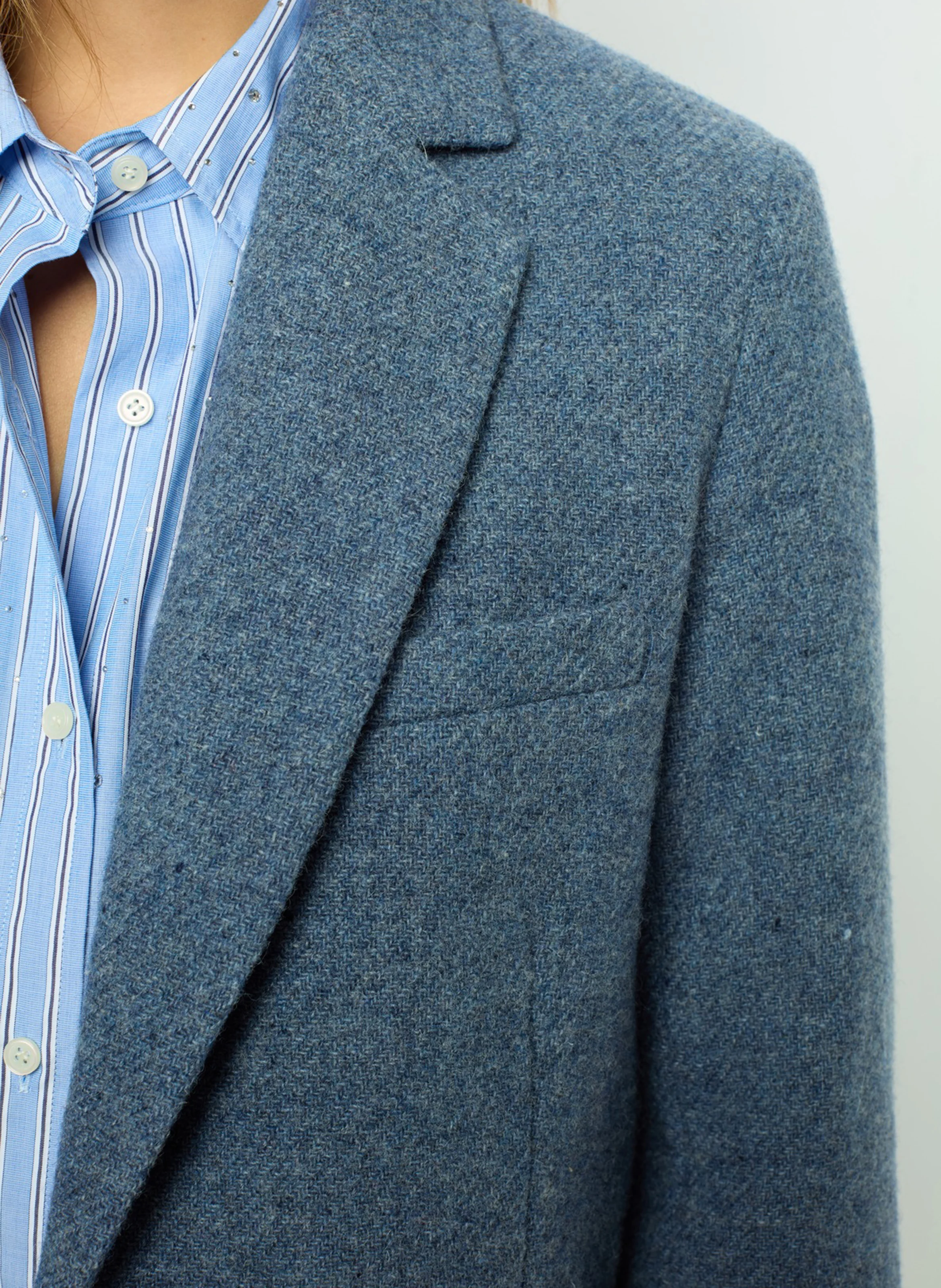 MARINE - Blazer droit en laine mélangée | Bleu