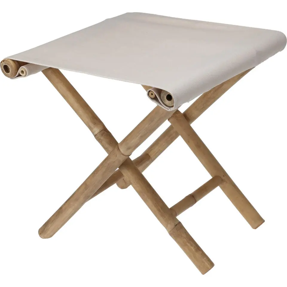 Redcliffs Bijzet krukje/stoel - Inklapbaar - creme wit - 40 x 40 cm