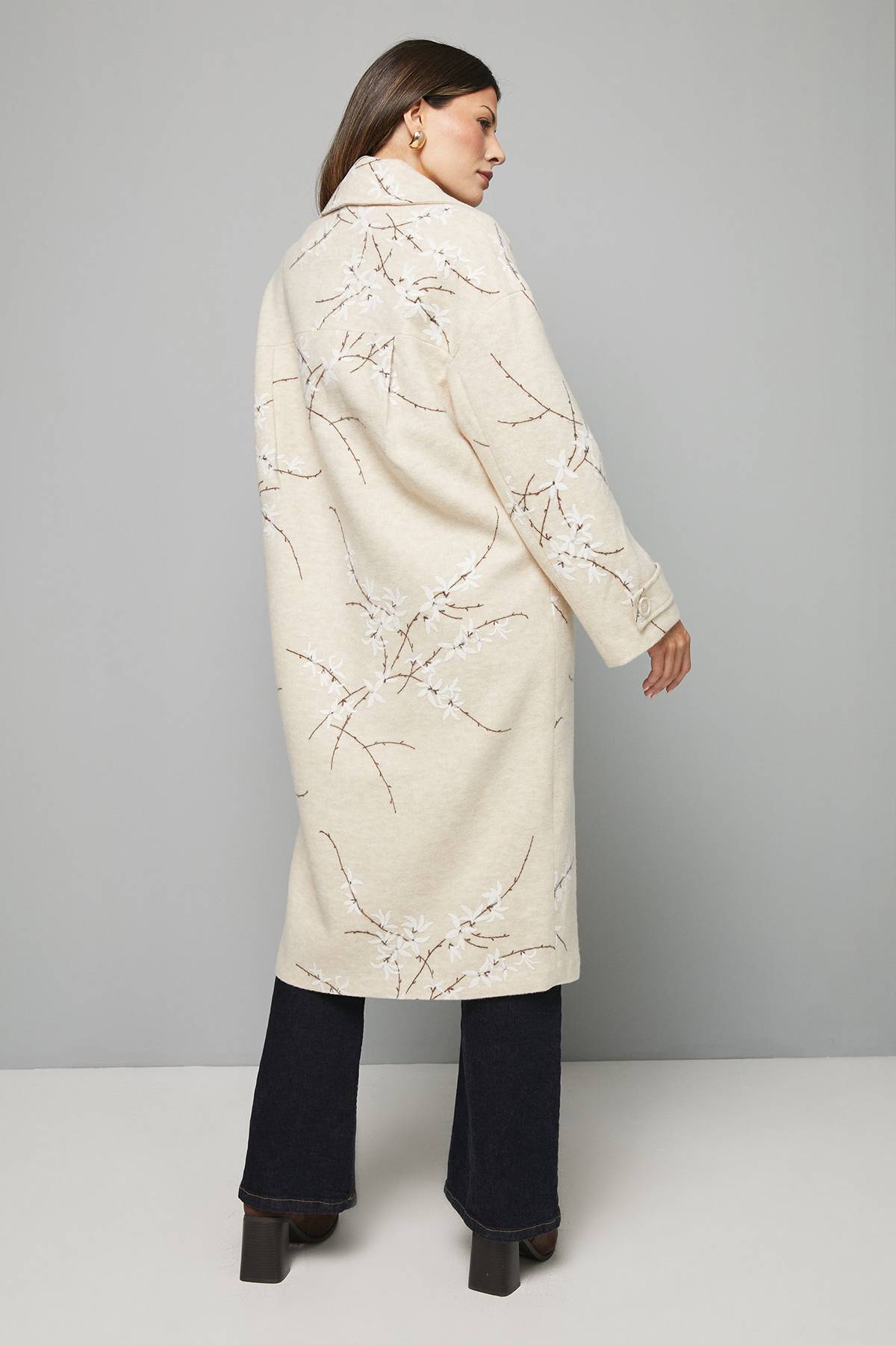 Wallis Manteau à Col avec Trois Boutons à Motif Floral