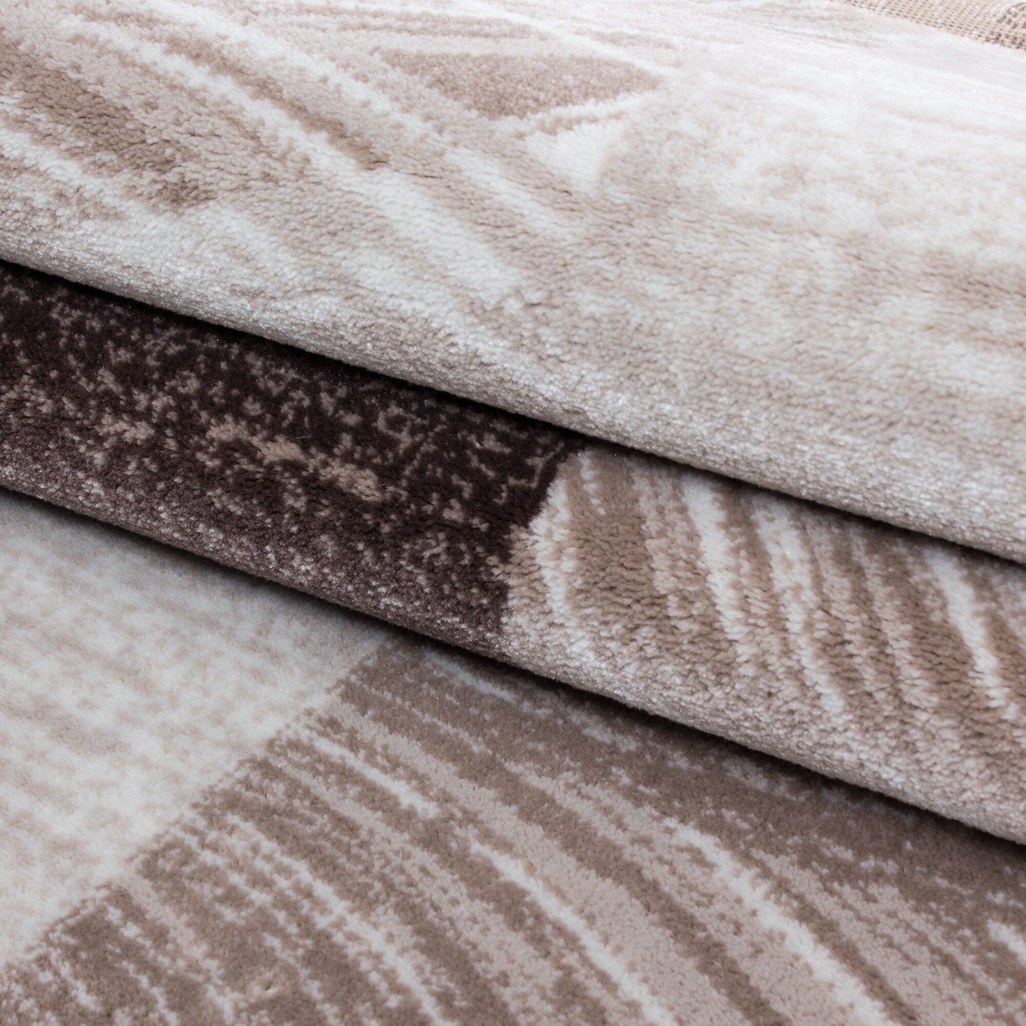 Wunderschöne Teppich modern Designer Wohnzimmer Kariert Muster Braun Schwarz