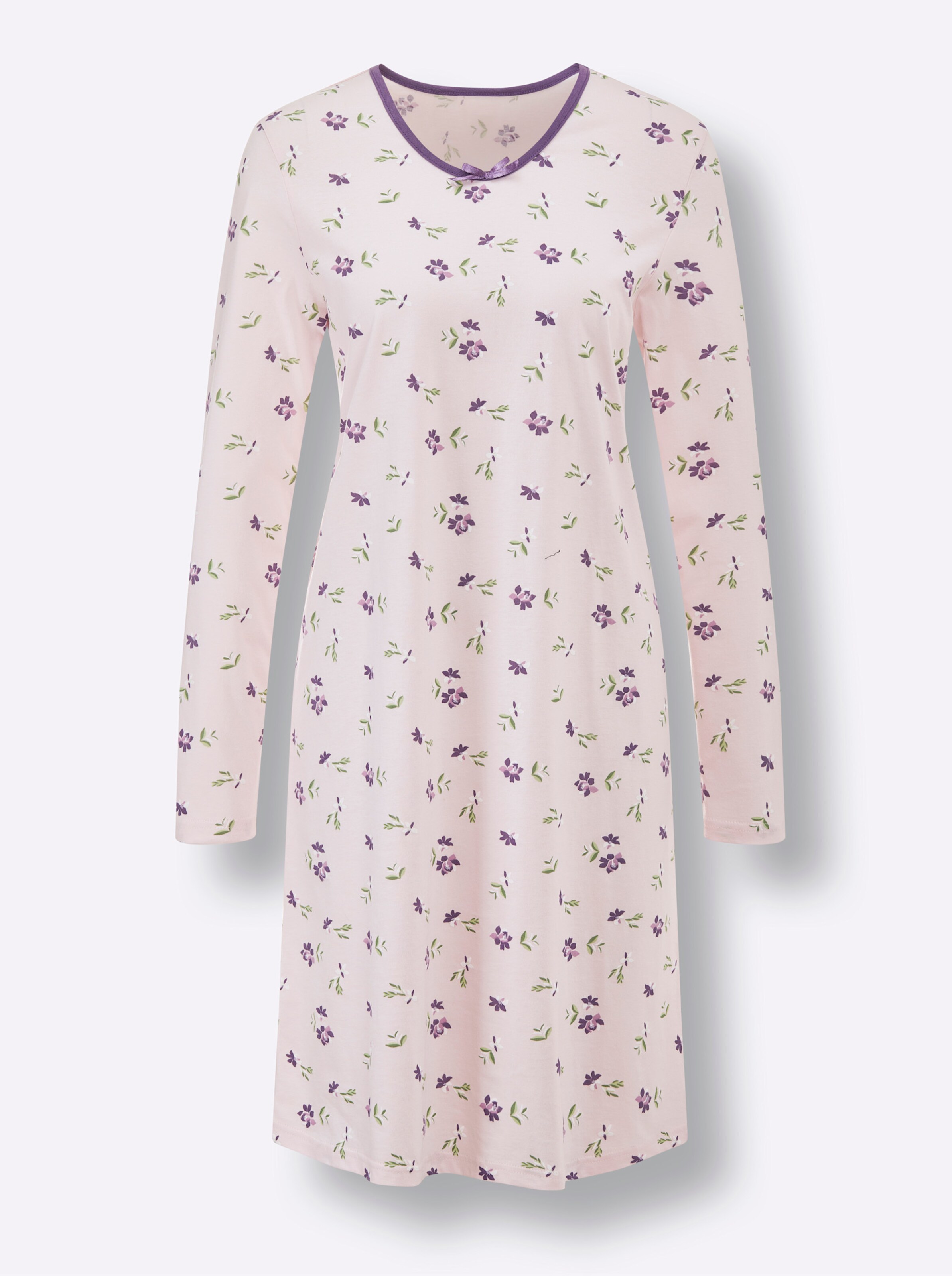 wäschepur Sleepshirts in rosé-lila-bedruckt + lila