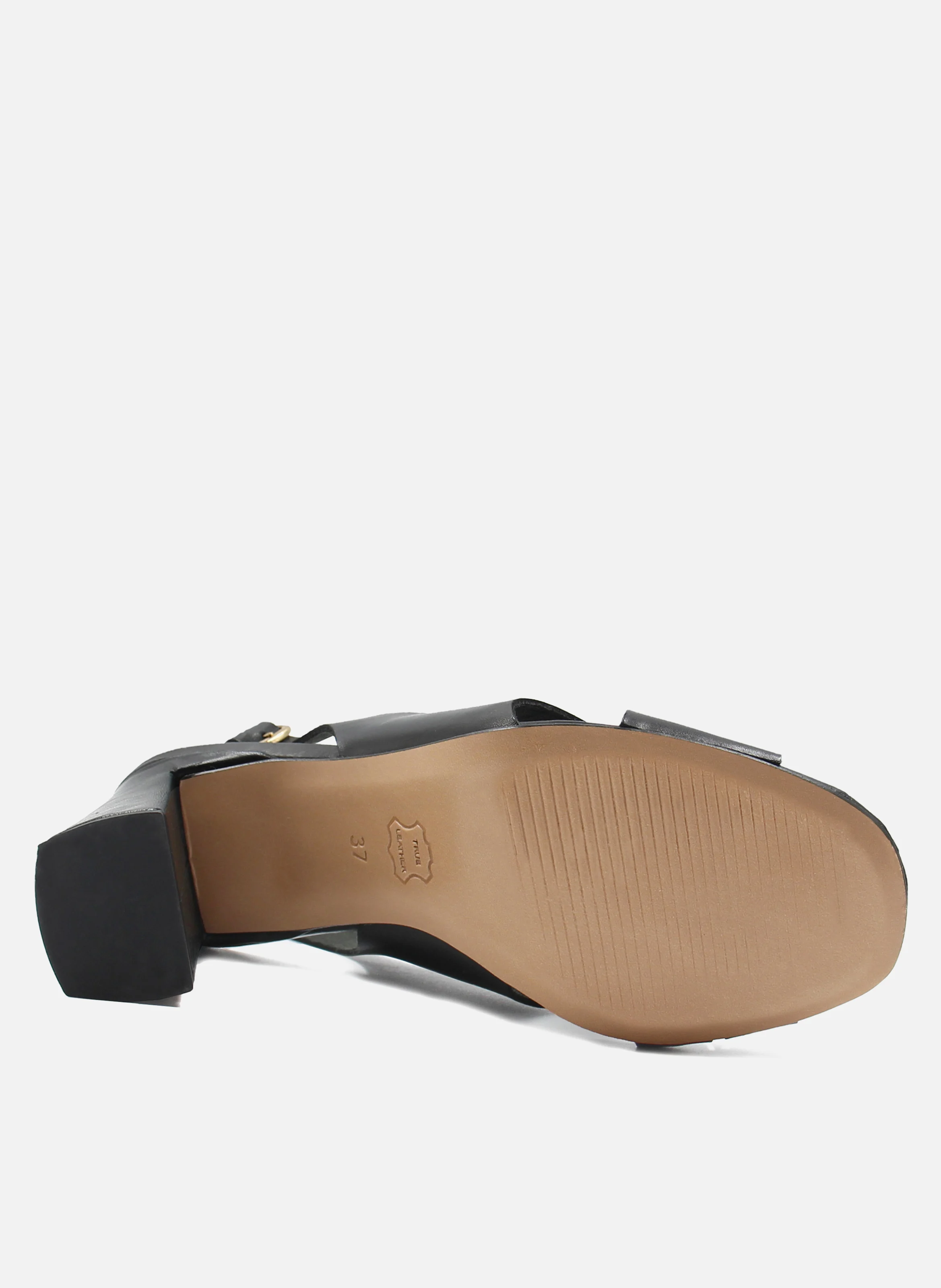 Sandales graphique cuir tannage végétal | Noir