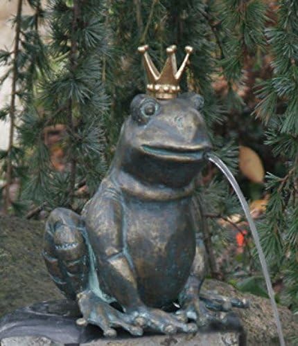 Bronzefigur, Skulpturen, Froschkönig Teodor wasserspeiend mit vergoldeter Krone, 23 cm hoch