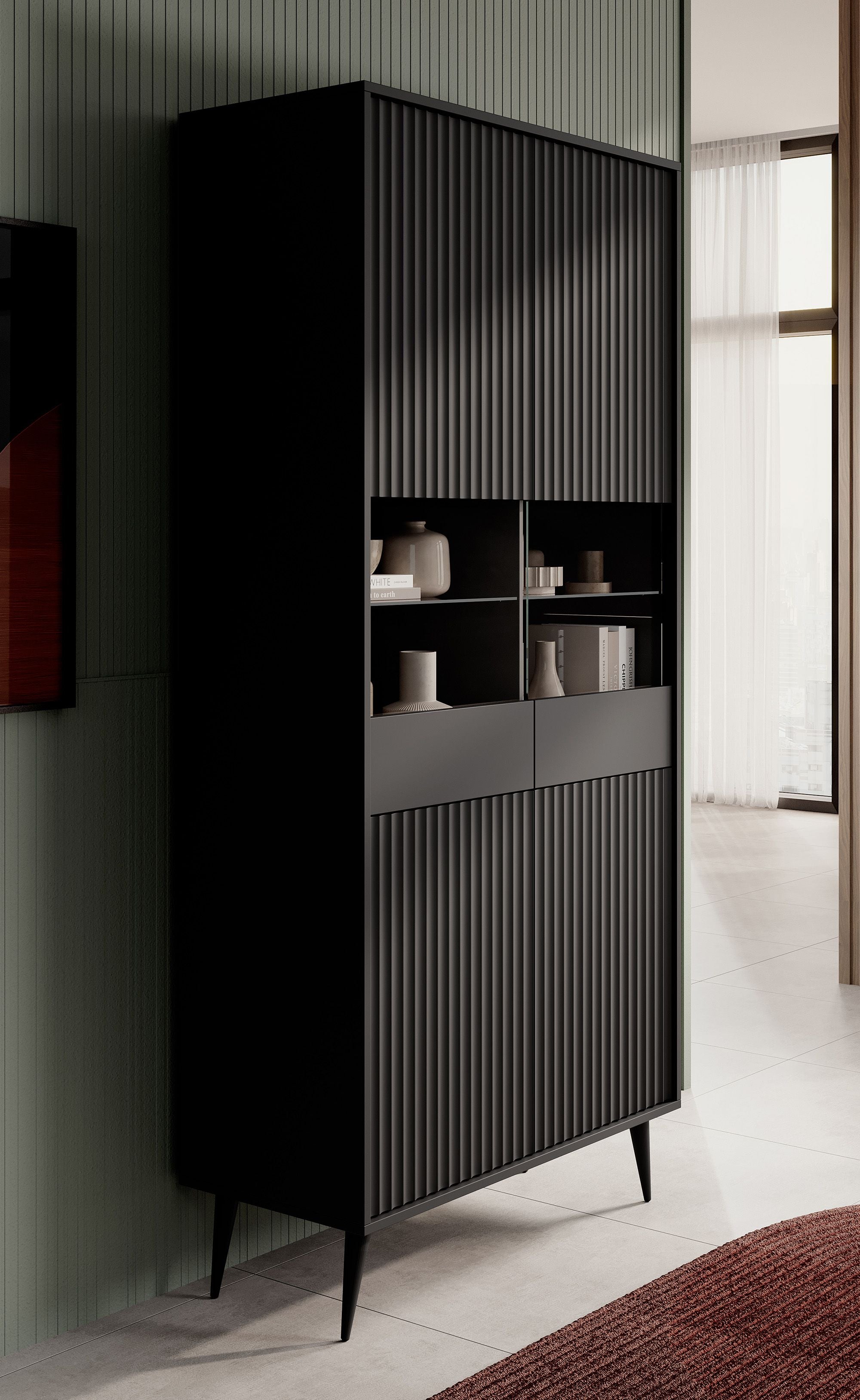 Winq - Vitrinekast - Antraciet - 91x40x193 cm