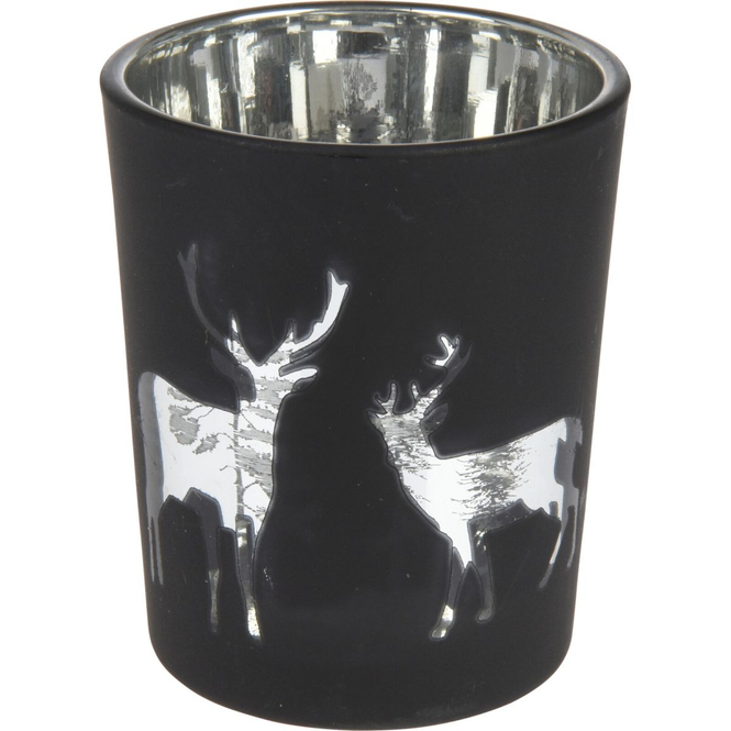 Teelichtglas - silber oder schwarz - ca. 7 cm