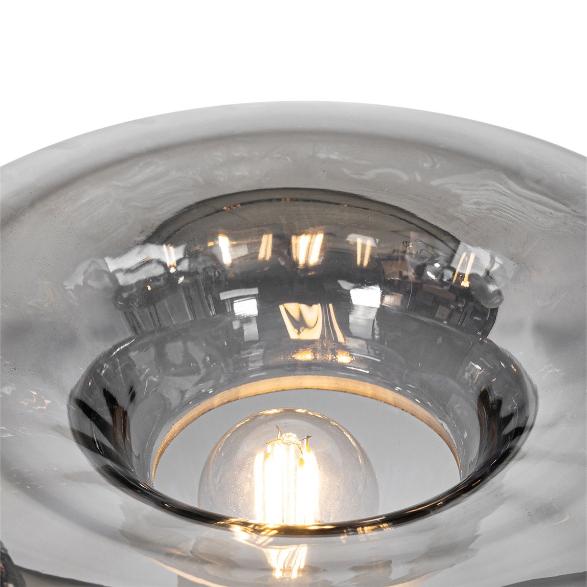 Art Deco tafellamp zwart met smoke glas - Ayesha
