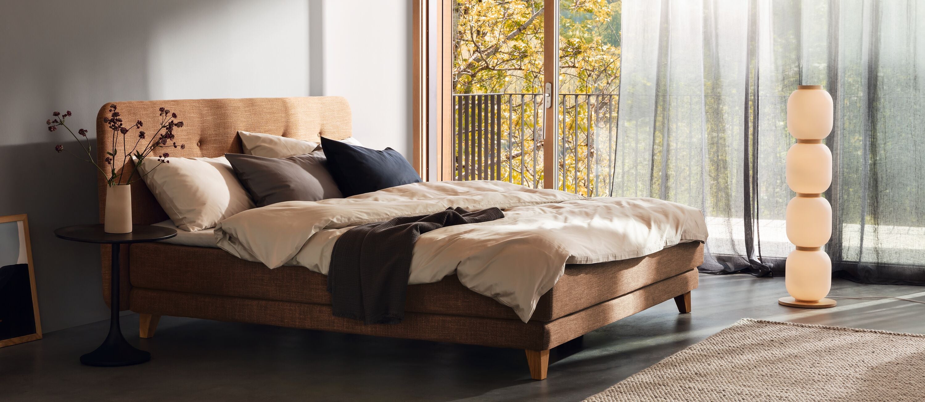 bico GOODNIGHT Boxspringbett - Cognac / B: 160.0 cm x T: 200.0 cm