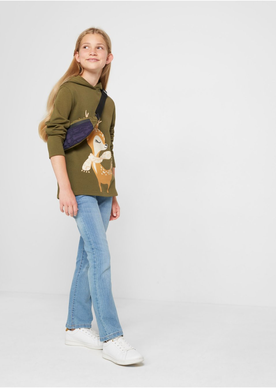 Sweat-shirt à capuche fille en coton