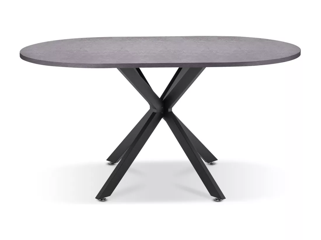 Marui Small - Table à manger ovale en bois et métal avec pied central Kiso 150x90 cm - gris
