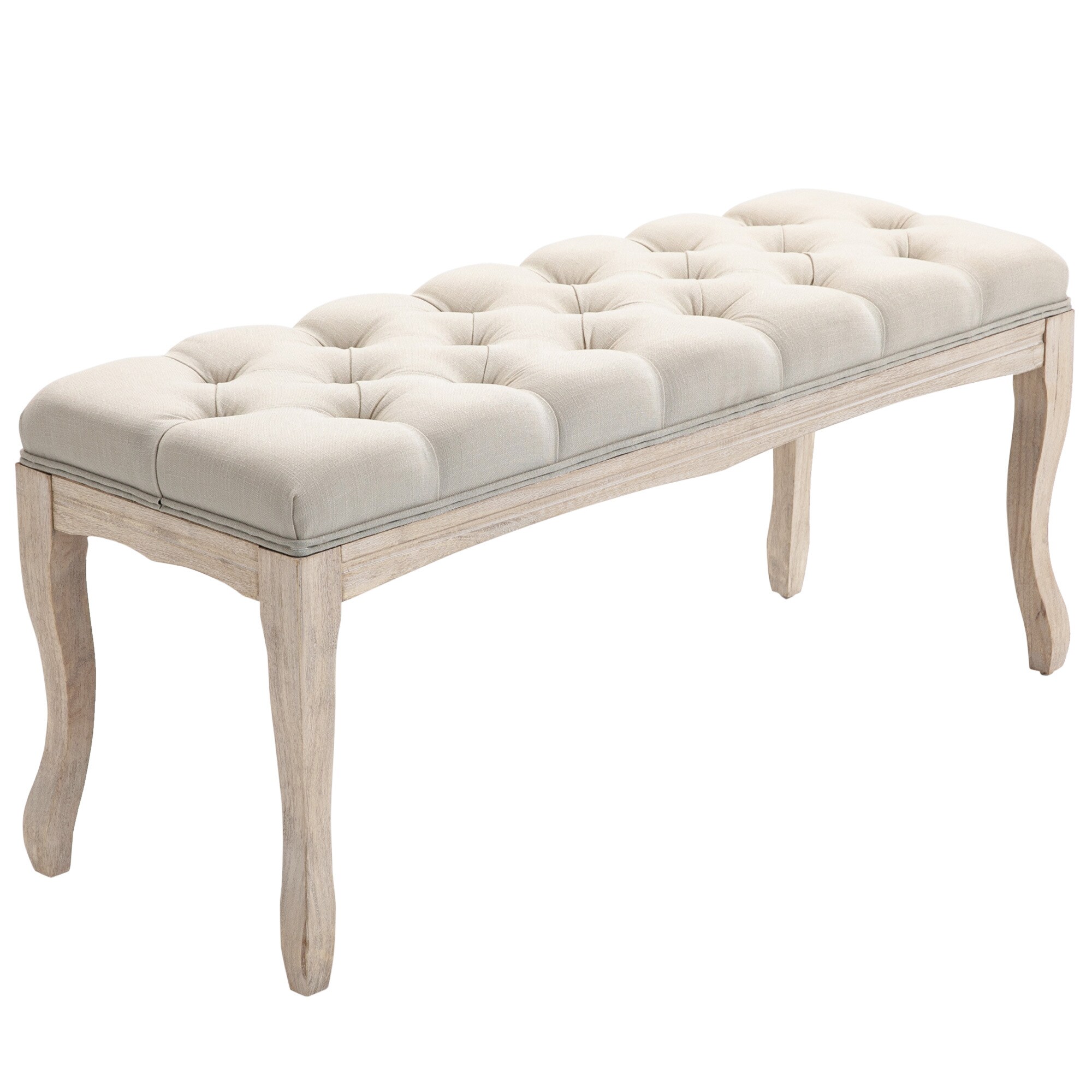 HOMCOM Polsterbank mit getufteten Design beige 110B x 38T x 49H cm